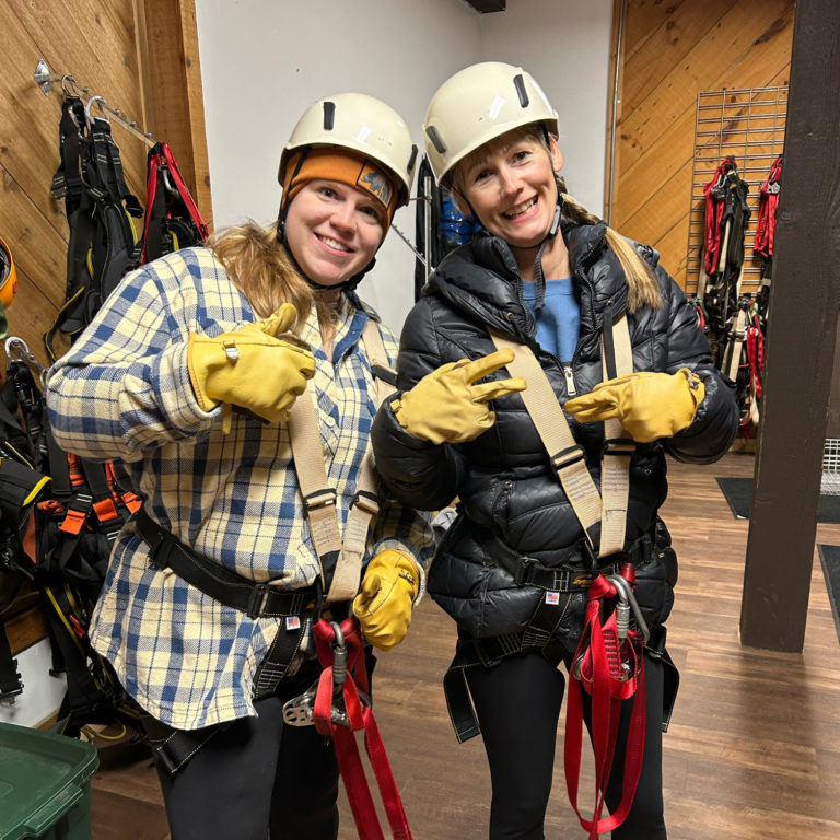 Charis and Emily ready to zipline